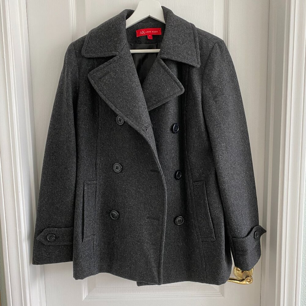 ANN KLEIN  Women's Wool Double-Breasted Peacoat